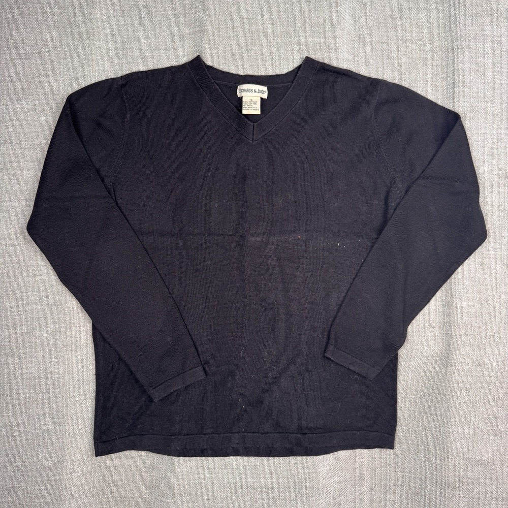 Richards & Jones Women Sweater Black Knit V-Neck Size Small Vintage